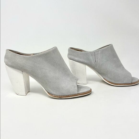 Sol Sana Liza Dove Grey Suede Peep Toe Heeled Mules Size 40 - Picture 4 of 11